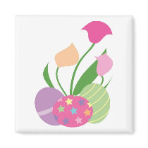 Three Decorative Eggs with Flowers