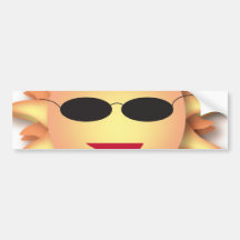 Three-Dimensional Cartoon Sun with Shades Bumper Stickers
