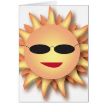 Three-Dimensional Cartoon Sun with Shades Greeting Card