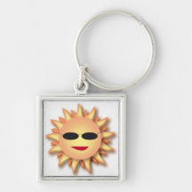 Three-Dimensional Cartoon Sun with Shades Keychains
