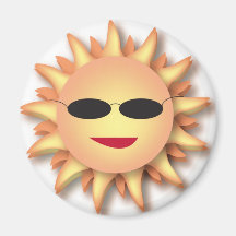 Three-Dimensional Cartoon Sun with Shades Refrigerator Magnet