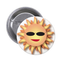 Three-Dimensional Cartoon Sun with Shades Pins