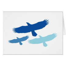 Three Eagles Flying (Blue) Greeting Card
