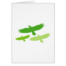 Three Eagles Flying (Green) Greeting Card