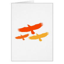 Three Eagles Flying (Orange) Greeting Card