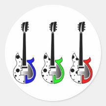 Three Electric Guitars - Neon Pop Art Round Sticker