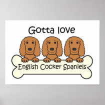Three English Cocker Spaniels Print