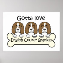 Three English Cocker Spaniels Print