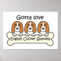 Three English Cocker Spaniels Print
