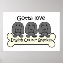Three English Cocker Spaniels Print
