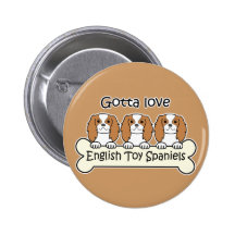 Three English Toy Spaniels Button