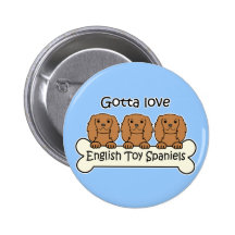 Three English Toy Spaniels Pinback Button
