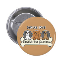 Three English Toy Spaniels Pinback Buttons