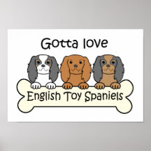 Three English Toy Spaniels Poster