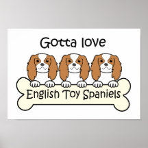 Three English Toy Spaniels Print