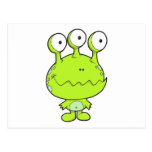 three eyed happy monster green post cards