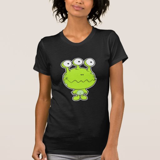 three eyed happy monster green tee shirt