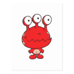 three eyed happy monster red postcards