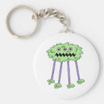 three eyed silly green furry monster key chains