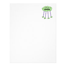 three eyed silly green furry monster letterhead