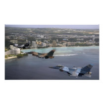 Three F-16 Fighting Falcons fly in formation