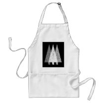 Three Festive Trees. White on Black. Aprons