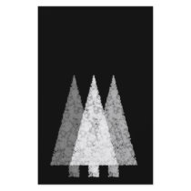 Three Festive Trees. White on Black. Flyer Design