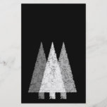 Three Festive Trees. White on Black. Flyer Design