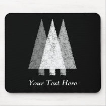 Three Festive Trees. White on Black. Mouse Pads