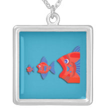 Three Fishes Fishing Personalized Necklace