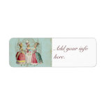 Three French Girls Party Stickers Tags Return Address Label