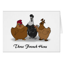 Three French Hens Christmas Card