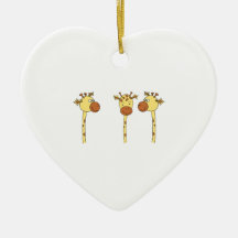 Three Giraffes Cartoon. Christmas Tree Ornaments