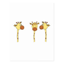Three Giraffes Cartoon. Post Card