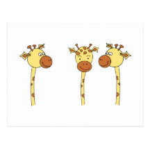 Three Giraffes Cartoon. Post Cards