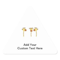 Three Giraffes Cartoon. Triangle Stickers