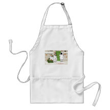 Three Girls and Pig in Sled Vintage Christmas Aprons