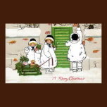 Three Girls and Pig in Sled Vintage Christmas posters