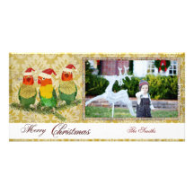 Three Golden Birds Christmas Photo Card