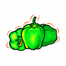 three green peppers orange lines photo cutout