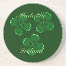 Three Green Shamrocks Drink Coasters