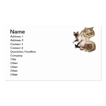Three Grey and Golden Brown Pet Cats Sketched. Business Cards