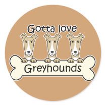 Three Greyhounds Round Sticker