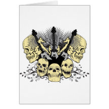 Three Guitars with Skulls Card