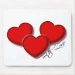 three hearts with love mousepads