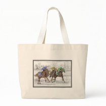 Three Horses Racing - Neck and Neck to Finish Tote Bag