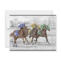 Three Horses Racing - Neck and Neck to Finish Personalized Invitations