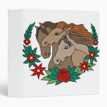 Three Horses Tattoo Art Vinyl Binders