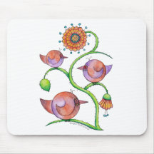 'Three in a tree' Birds Mousepads