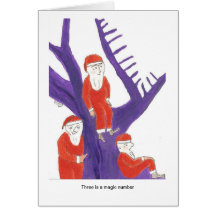 Three is a magic number for Santa Greeting Cards